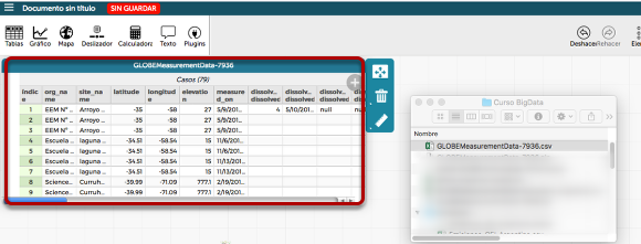 17. ¡Listo nuestro conjunto de datos en CODAP!